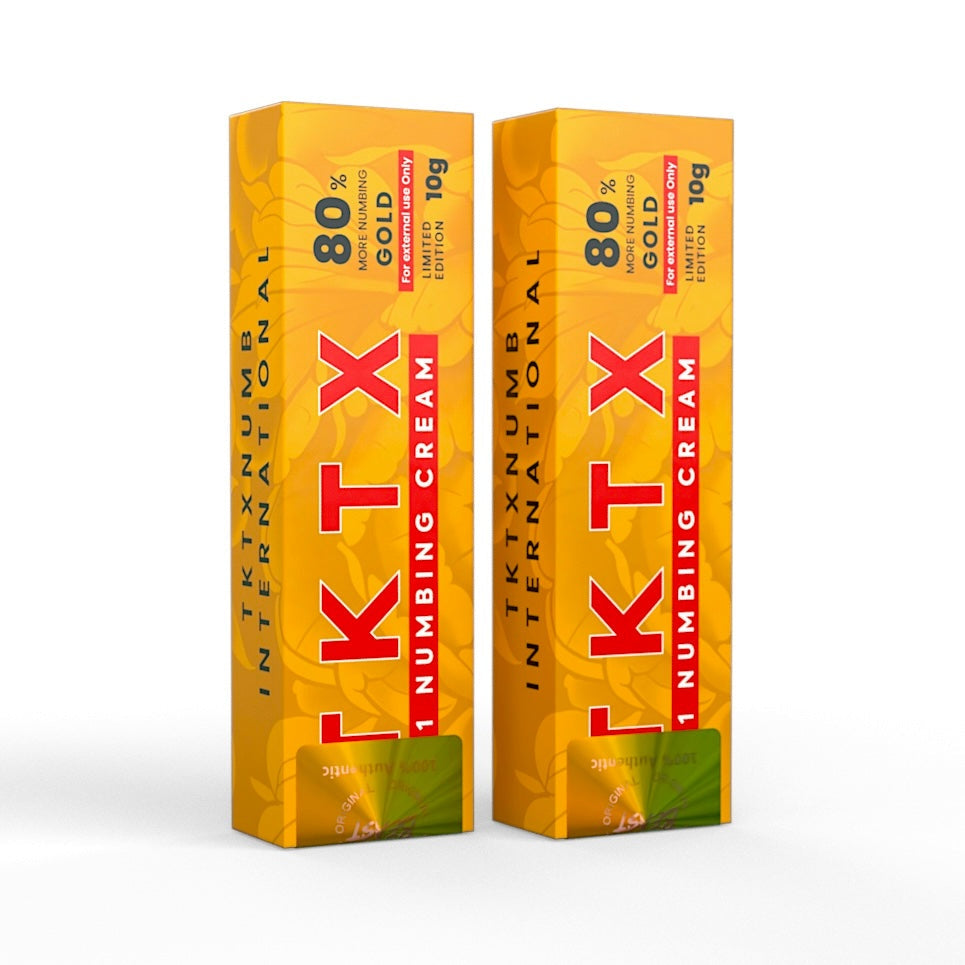 TKTX Numbing Cream Gold 80% two-pack for tattoo and cosmetic procedure pain relief