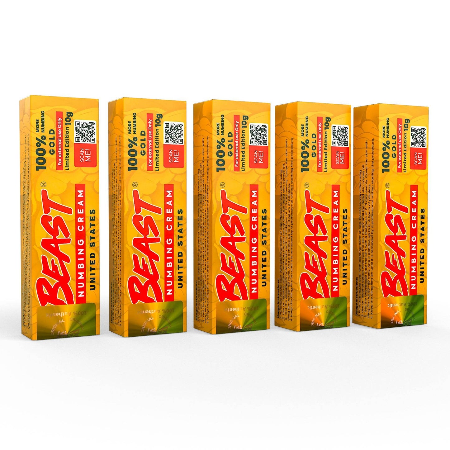 BEAST Numbing Cream Gold packs for tattoo and cosmetic procedure pain relief