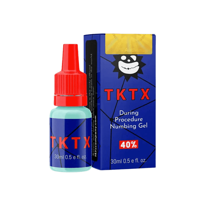 TKTX Numbing Gel applied during tattoo session for skin comfort and pain relief