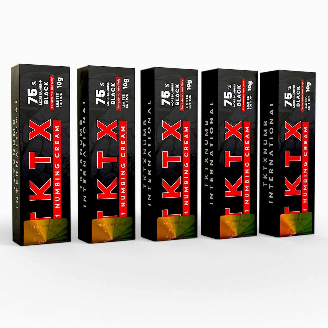 TKTX numbing cream black 75% fast-acting pain relief for tattoos and cosmetic procedures 5 packs