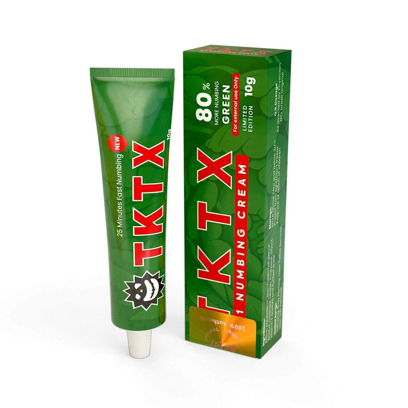TKTX Cream Green 80% best tattoo numbing cream UK for pain relief during tattoos and cosmetic procedures