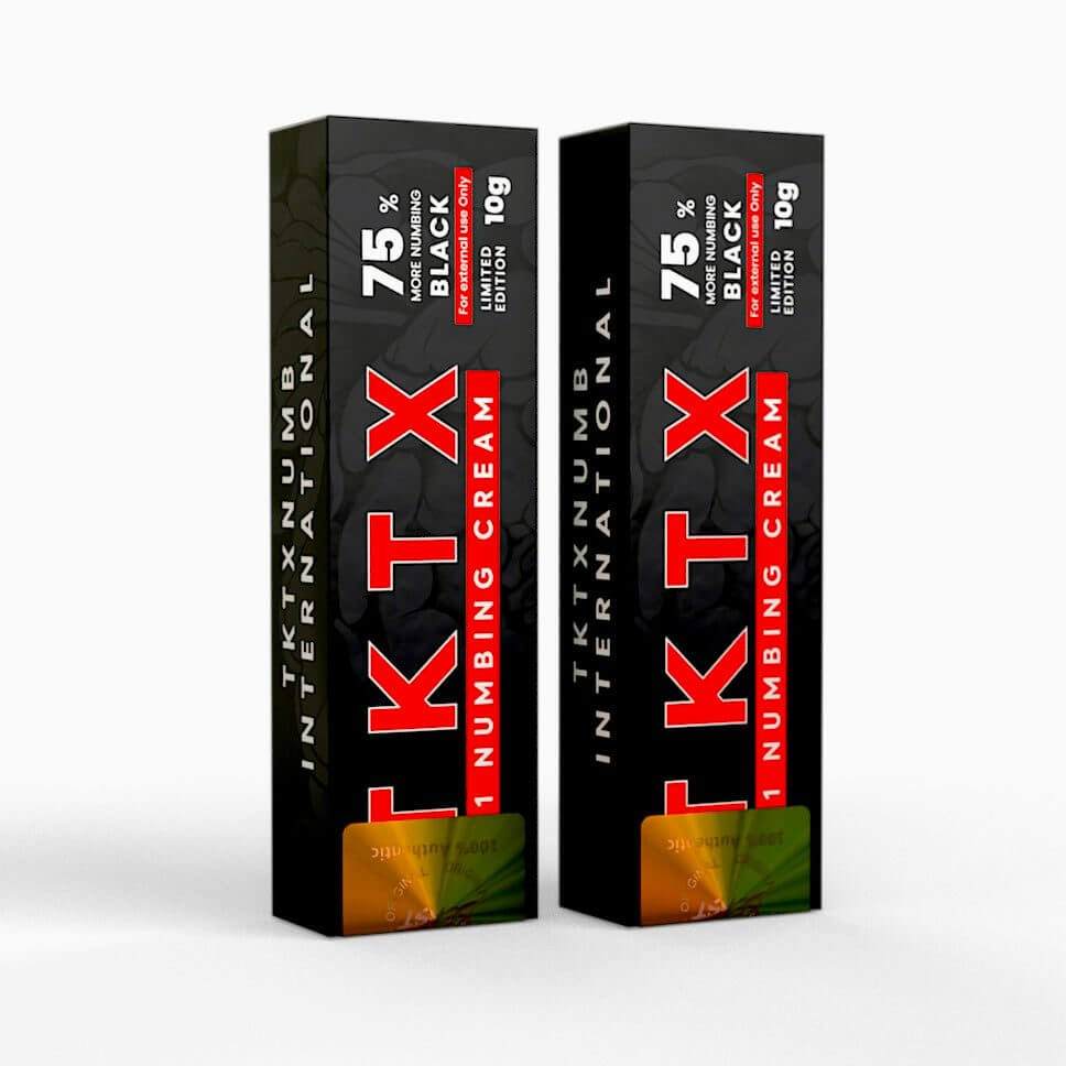 Black TKTX numbing cream 75% 2 pack for tattoos and cosmetic procedures
