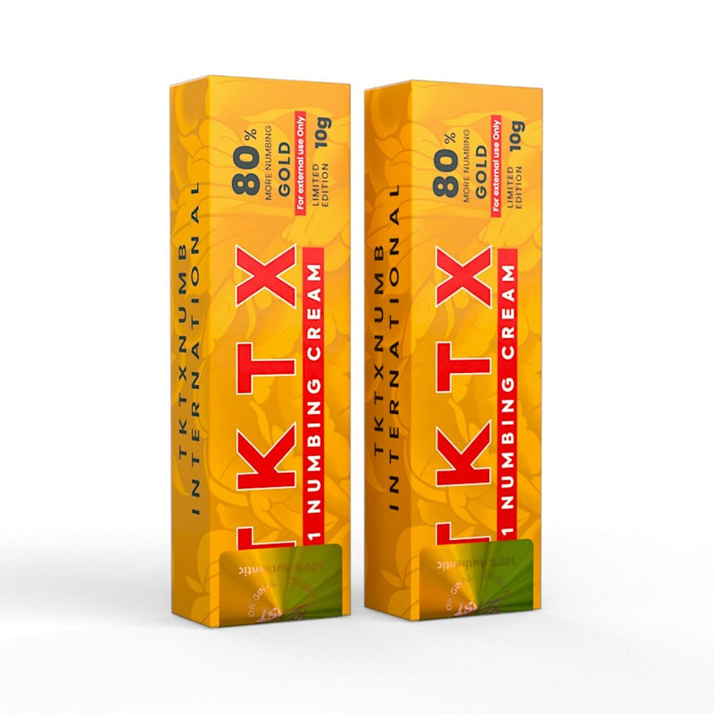 TKTX Numbing Cream Gold 80% two-pack for tattoo and cosmetic procedure pain relief