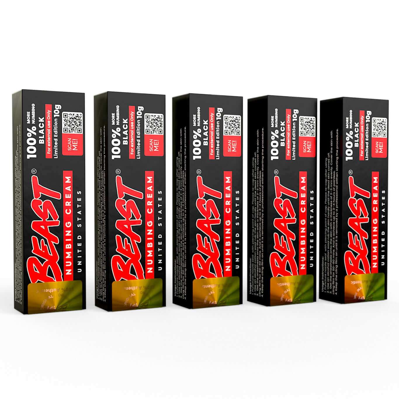 The Beast Numbing Cream Black 100% pack for tattoo and cosmetic procedure pain relief
