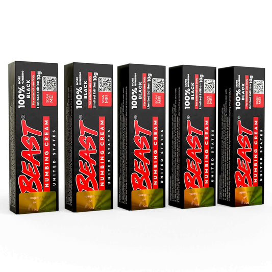 The Beast Numbing Cream Black 100% pack for tattoo and cosmetic procedure pain relief
